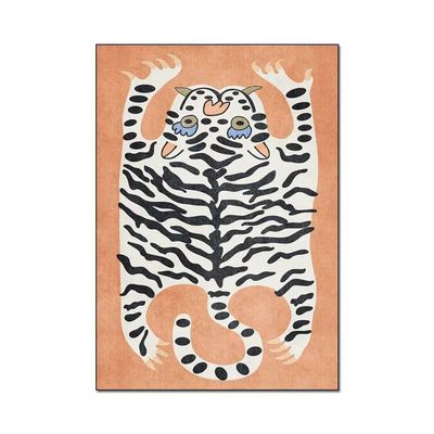 Boho Tiger Rug for Living Room & Bedroom - 4x6 ft Vintage Colorful Washable Kids Room Floor Mats