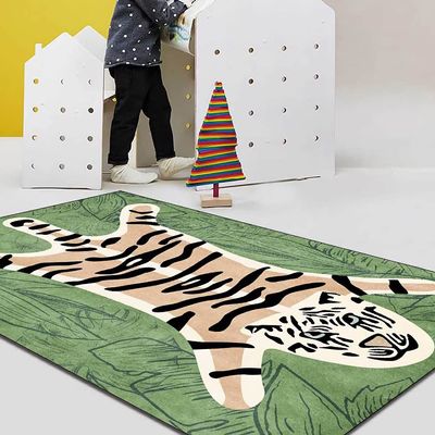 Boho Tiger Rug - 4x6 ft Vintage Colorful Rug for Living Room & Bedroom, Washable Kids Room Floor Mats