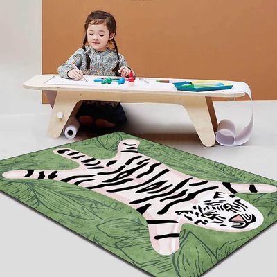 Boho Tiger Rug for Living Room and Bedroom 4x6 ft - Vintage Colorful Washable Carpet for Kids Room - Cartoon Cute Floor Mats Multi