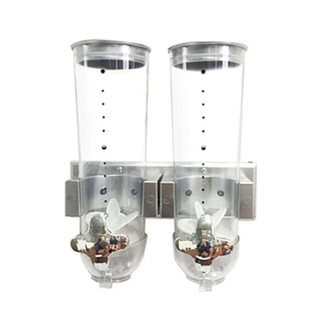 3L Wall Mounted Double Barrel Behlter Mslispender Cornflakesspender Groe Kapazitt fr die Kche,Cereal Storage Container Set,for Food Organiza Pantry Storage silver