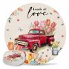 Absorbent Ceramic Stone Coaster for Birthday Holiday Gift - Hello Spring Garden Red Truck Flowers Tulip Bird Butterfies Drink Coasters Funny Coasters for Cup Glasses Home Kitchen Decor 4-Piece Set view 1
