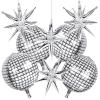 8 PCS 22Inch Silver Disco Ball Ballons, 4D Large Foil Balloons with Metallic Star for 70s Disco Dance Diamond Birthday Party Graduation New Year Decoration for Women view 1