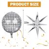 8 PCS 22Inch Silver Disco Ball Ballons, 4D Large Foil Balloons with Metallic Star for 70s Disco Dance Diamond Birthday Party Graduation New Year Decoration for Women view 2