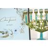 Cohen Tsemach Art & Gift 7 Branch Menorah Candle Holder Jerusalem Hand Painted Crystal Rhinestones Bejeweled Turquoise view 3