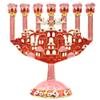 Cohen Tsemach Art & Gift 7 Branch Menorah Candle Holder Jerusalem Hand Painted Crystal Rhinestones Bejeweled view 1