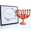 Cohen Tsemach Art & Gift 7 Branch Menorah Candle Holder Jerusalem Hand Painted Crystal Rhinestones Bejeweled view 2