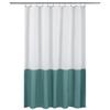 ALYVIA SPRING Waterproof Fabric Shower Curtain Liner - Soft & Light-Weight Cloth Shower Liner, 3 Bottom Magnets, Hotel Quality & Machine Washable - Standard Size 72x72, White and Teal view 1