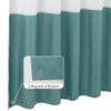 ALYVIA SPRING Waterproof Fabric Shower Curtain Liner - Soft & Light-Weight Cloth Shower Liner, 3 Bottom Magnets, Hotel Quality & Machine Washable - Standard Size 72x72, White and Teal view 2