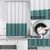 ALYVIA SPRING Waterproof Fabric Shower Curtain Liner - Soft & Light-Weight Cloth Shower Liner, 3 Bottom Magnets, Hotel Quality & Machine Washable - Standard Size 72x72, White and Teal view 3