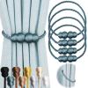 Hangtty Magnetic Curtain Tiebacks 4 Pack Rope Decorative Curtain Tie Backs Elegant Curtain Holders for Drapes Outdoor Window Treatment Holdbacks, Blue view 1