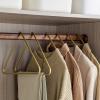 Altsuceser Triangle Shape Coat Hangers, 5 Pcs Durable Clothes Hangers, Non Slip Coat Trousers Scarf Wardrobe Hanger Organizers Golden view 1