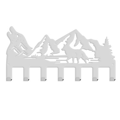 SUPERDANT Wolf Key Holder Metal Hook Mountain Decorative 7 Hook Key Organizer Wall Mounted Entryway Key Belt Umbrella Hooks Personalized Key Hanger for Front Door Key Hanging