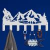 SUPERDANT Wolf Key Holder Metal Hook Mountain Decorative 7 Hook Key Organizer Wall Mounted Entryway Key Belt Umbrella Hooks Personalized Key Hanger for Front Door Key Hanging view 2