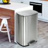13 Gallon Trash Can, Brushed Stainless Steel Kitchen Trash Can with Soft-close Lid, Fingerprint-resistant Kitchen Garbage Can with Foot Pedal and Inner Bucket, Odor Proof Garbage Can, Silver view 1