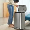 13 Gallon Trash Can, Brushed Stainless Steel Kitchen Trash Can with Soft-close Lid, Fingerprint-resistant Kitchen Garbage Can with Foot Pedal and Inner Bucket, Odor Proof Garbage Can, Silver view 2