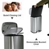 13 Gallon Trash Can, Brushed Stainless Steel Kitchen Trash Can with Soft-close Lid, Fingerprint-resistant Kitchen Garbage Can with Foot Pedal and Inner Bucket, Odor Proof Garbage Can, Silver view 3