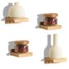 Freezing point Small Floating Shelf for Wall Set of 4 Natural Wood 4Inch Mini Wall Shelves Decor Plant Display Collectibles Mounted Kitchen Bathroom Bedroom Corner Decorative Storage Tiny Stand view 1