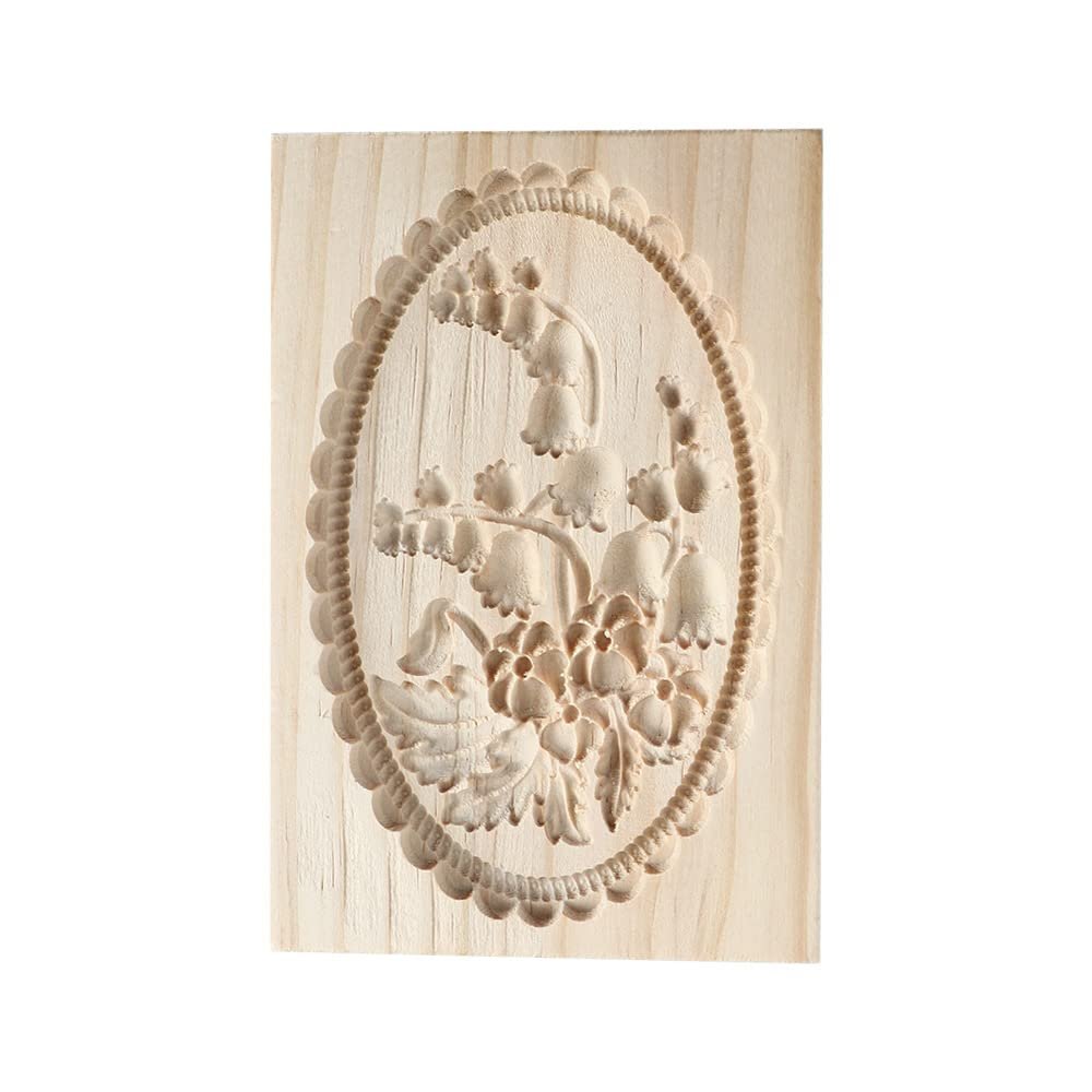 Wooden Baking Cookie Mold,Cookie Mold Press Cutter Pinecone Rose Cookie Embossing Craft Mold Christmas Baking Mold for Mooncake Biscuit(Campanula)