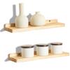 Freezing point Floating Shelves for Wall Set of 2 Natural Wood 16Inch Wall Shelf Decor Plant Display Collectibles Mounted Kitchen Bathroom Bedroom Corner Decorative Storage Stand Carbonized view 1