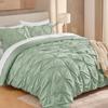 Andency Sage Green Pinch Pleated Comforter King(104x90Inch), 3 Pieces Pintuck Lightweight Comforter Set, Soft Microfiber Down Alternative Bedding Set view 1