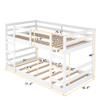 Anwick Twin Over Twin Floor Bunk Bed with Ladder, Safety Guard Rails, 400LBS Wooden Twin Bunk Beds for Teens/Adults, Solid Wood Low Bunk Bed Frame Bedroom Furniture (White, Twin Over Twin) view 2