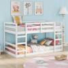 Anwick Twin Over Twin Floor Bunk Bed with Ladder, Safety Guard Rails, 400LBS Wooden Twin Bunk Beds for Teens/Adults, Solid Wood Low Bunk Bed Frame Bedroom Furniture (White, Twin Over Twin) view 3