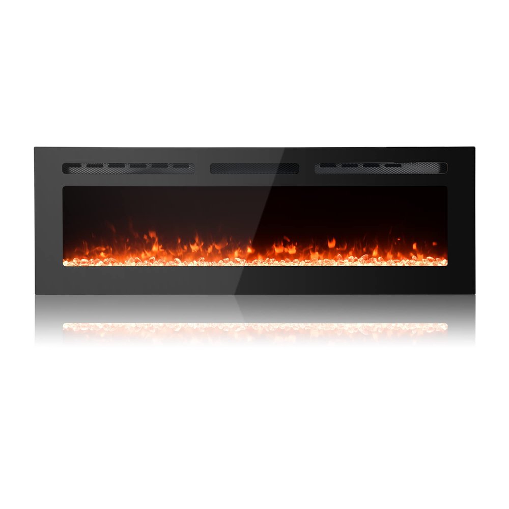 50 Inch Electric Fireplace Insert, Wall-Mounted, Remote Control, Linear Design, 750/1500W.