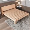 CraftThink Scandinavian Solid Wood Bed Frame with Rectangular Headboard in Natural for Bedroom Boys Girls- Full XL (Panel Bed & Mattress) view 4