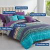 Cottolester Boho Comforter Set Full Size 8 Piece Bed in a Bag Bohemian Striped Bedding Quilt Set Aqua Paisley Floral Comforter and Sheet Set,Soft Microfiber Complete Bedding Sets for All Season view 2