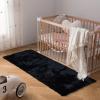 Latepis 2x6 Rug Runner Black Fluffy Area Rug Washable Faux Rabbit Fur Plush Shag Rugs for Bedroom Shaggy Throw Rugs for Nursery Sofa Floor Room Decor view 1