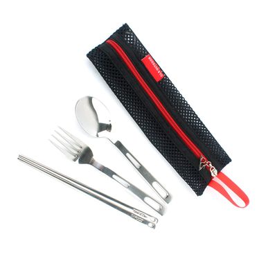BIUDECO Fork Spoon Chopsticks Set 3pcs Stainless Steel Travel Cutlery Portable Tableware Case