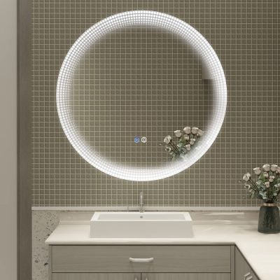 24 inch LED Mirror for Bathroom, 3 Color Dimmable Anti Fog LED Vanity Mirror Wall Mounted Circle Makeup Mirror LED Smart Mirror with Smart Touch Button Switch-Held Memory Bathroom Vanity Mirror
