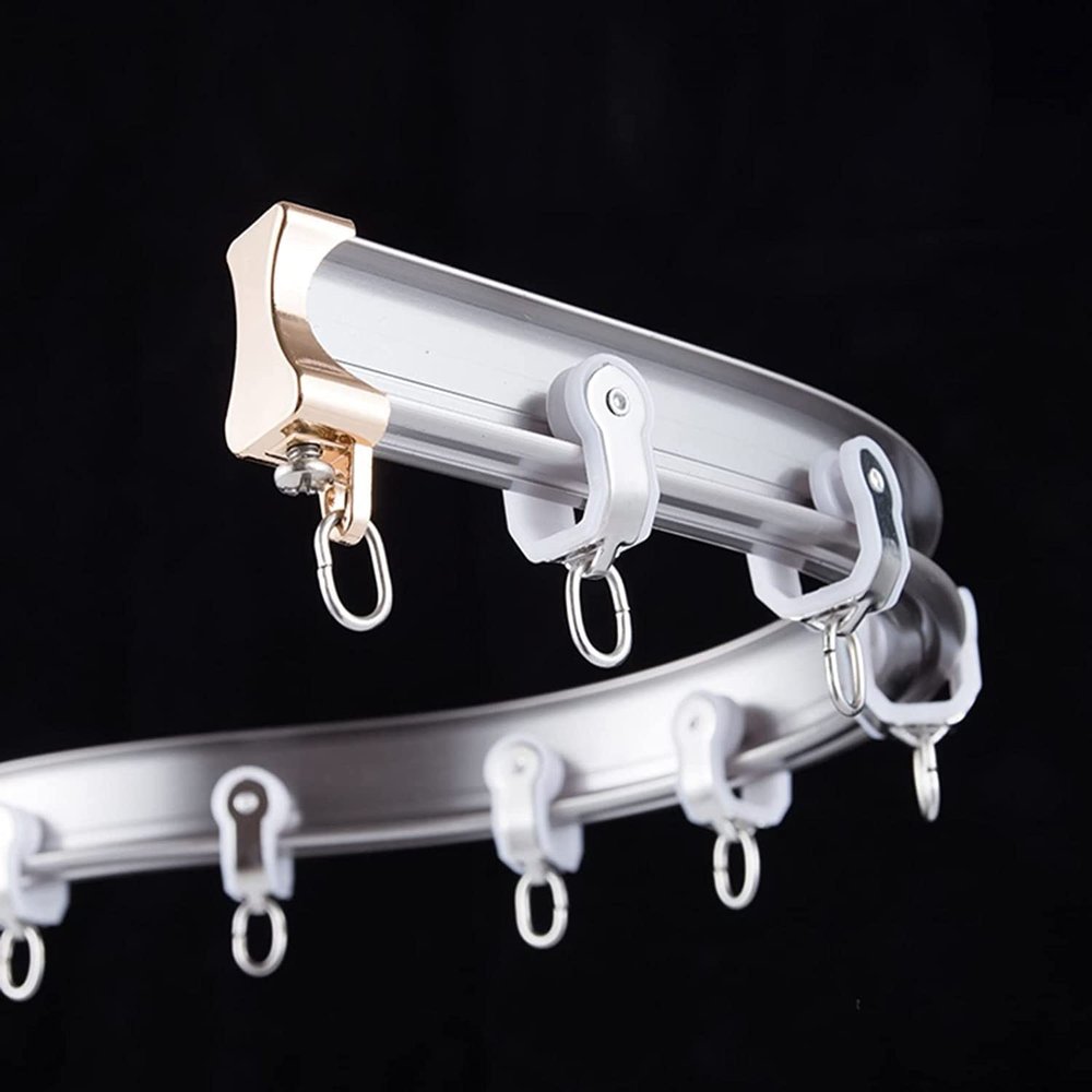 FEHUN Ceiling Curtain Track Room Divider Hospital Curtain Flexible Curtain Rail for Indoor Outdoor, Metal Sliding Curtain Track/Room Divider Rod, Office/Hotel/Studio/AV Room/Home use (Color : Wal