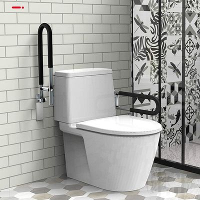 NEWCES Grab Bars Handle Safety Support Hand Rails Elderly Disabled Toilet Seat Grab Bar Safety Foldable U-Shape Bathroom Handrail Flip Up Assist with Sponge Mats Aluminum Alloy Grip for Elderly