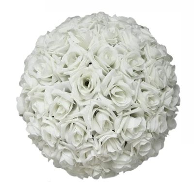 HomeABC 10 Inch Artificial Romantic Rose Flower Ball for Home Outdoor Wedding Party Centerpieces Decorations, 10 Pack, White