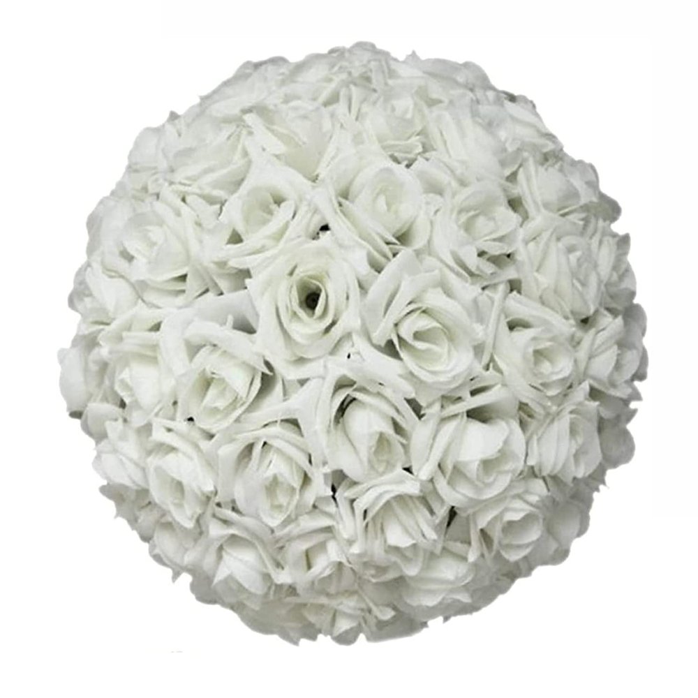 HomeABC 10 Inch Artificial Romantic Rose Flower Ball for Home Outdoor Wedding Party Centerpieces Decorations, 10 Pack, White