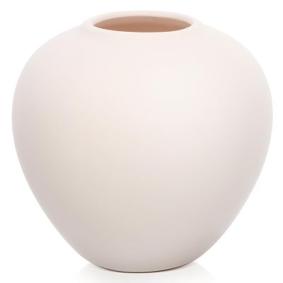 ORFOFE Ceramic Vase, Beige, Vintage, Modern, Round, 4.72x4.72x1 inches, Durable, Holds Water, Home Decoration, Plant Container