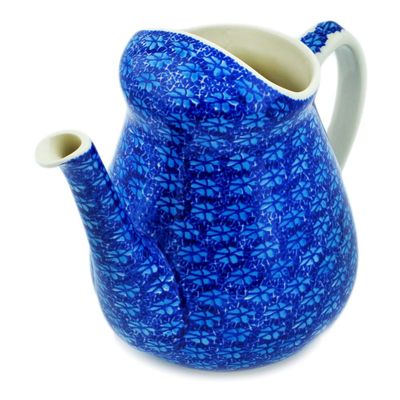 Polmedia Polish Pottery Watering Can - Deep Into The Blue Sea Pattern Handmade in Boleslawiec Poland by Ceramika Artystyczna + Certificate of Authenticity