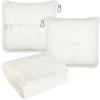BlueHills Premium Soft Plush Travel Blanket Pillow for Airplane Traveling Essentials in a Bag Flight Throw with Backpack Clip Compact Portable Plane Accessories Ivory White - T025 view 1