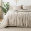 Andency Oatmeal Comforter Set Queen, 3 Pieces Boho Tassel Lightweight Bedding Comforter Sets, All Season Soft Fluffy Fringe Bed Set (90x90In Comforter & 2 Pillowcases) view 1