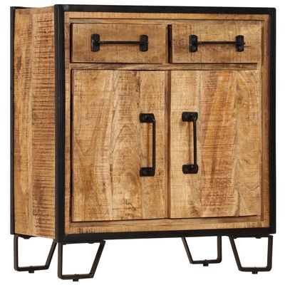loibinfen Wooden Sideboard Storage Cabinet 25.6"x11.8"x27.6" Solid Mango Wood Side Sofa Cabinet with 2 Compartments and 2 Drawers