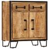 loibinfen Wooden Sideboard Storage Cabinet 25.6"x11.8"x27.6" Solid Mango Wood Side Sofa Cabinet with 2 Compartments and 2 Drawers view 1