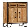 loibinfen Wooden Sideboard Storage Cabinet 25.6"x11.8"x27.6" Solid Mango Wood Side Sofa Cabinet with 2 Compartments and 2 Drawers view 2