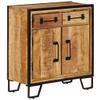 loibinfen Wooden Sideboard Storage Cabinet 25.6"x11.8"x27.6" Solid Mango Wood Side Sofa Cabinet with 2 Compartments and 2 Drawers view 3