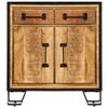 loibinfen Wooden Sideboard Storage Cabinet 25.6"x11.8"x27.6" Solid Mango Wood Side Sofa Cabinet with 2 Compartments and 2 Drawers view 4