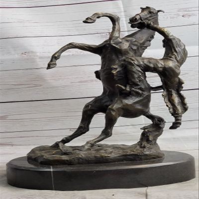 EUROPEAN BRONZE Western Art Vintage Copper Bronze Statue-Horse and Man Hand Made Hot Cast Figure Decorative Handmade Gift