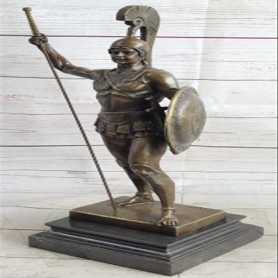 EUROPEAN BRONZE Achilles Greek Hero of The Troyan War Bronze Statue 19.5"" on Marble Base Troy Decorative Handmade Gift