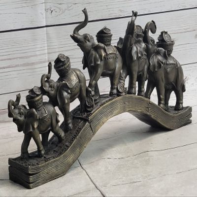 EUROPEAN BRONZE Elephant Carry Money Sign of Wealth and Good Fortune Bronze Sculpture Statue Decorative Handmade Gift