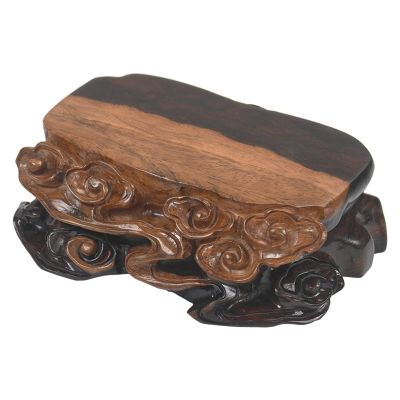 BONAD Wood Root Carving Solid Wood Base Fish Tank Buddha Statue Display Table Vase Flower Pot Wooden Base (Color : Brass, Size : Large)
