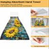BOBOWUNY Teal Sunflower 1 Pcs Hanging Kitchen Hand Towels, Retro Yellow Floral Turquoise Wood Grain Super Soft Microfiber Tie Towels Aborbent Washcloth for Bathroom Oven Tea Bar view 2
